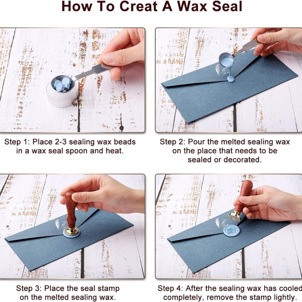 Wax Seal Stamp Gift Box Set, 6 Pieces Wiccan Copper Sealing Wax Stamp Heads + 1 - Picture 7 of 7